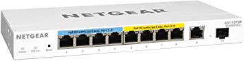 NETGEAR 10-Port Ultra60 PoE Gigabit Ethernet Smart Switch (GS110TUP) - 8 x 1G, Managed, Optional Insight Cloud Management, 4 x PoE  and 4 x PoE   @240W, 2 x 1G Uplinks, Desktop, Wall, or Rackmount