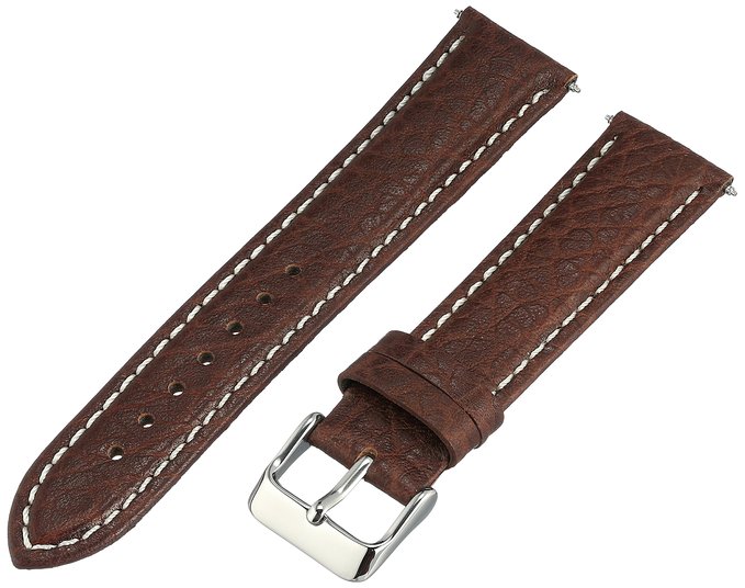 Voguestrap TX77720BN Allstrap 20mm Brown Regular-Length Genuine-Leather Contrast-Stitch Watch Band