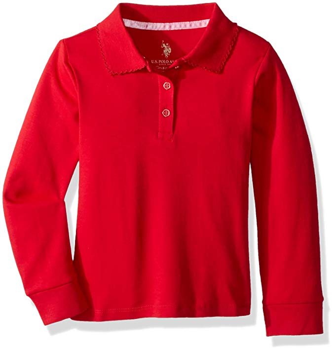 U.S. Polo Assn. Girls' Long Sleeve Shirt Picot Trim