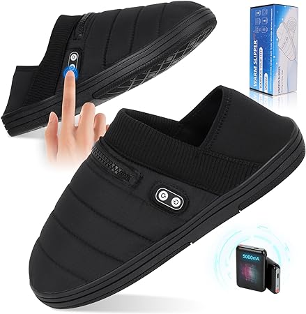Heated Slippers, BIAL Rechargeable Battery Sheos Winter Slippers Cordless Heat Feet Warmers Cozy Shoes Cold Weather Camping Slippers for Men Women Cold Feet