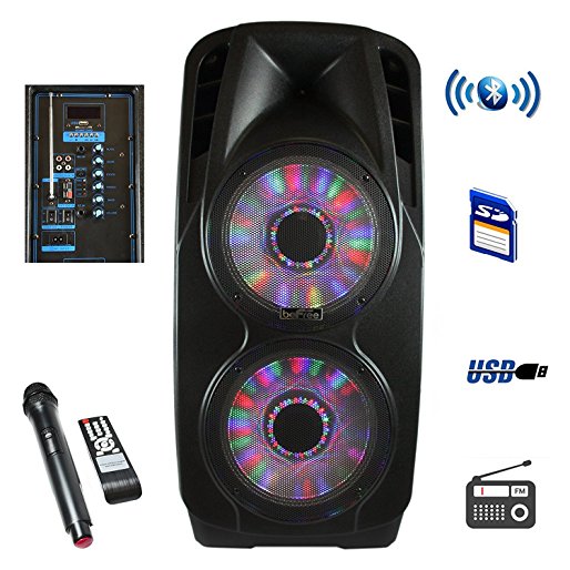 beFree Sound 2 x's 12" Battery Powered Portable Bluetooth PA Speaker