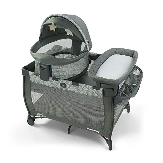 Graco Pack 'n Play Travel Dome DLX Playard | Includes Portable Bassinet, Full-Size Infant Bassinet, and Diaper Changer, Archer