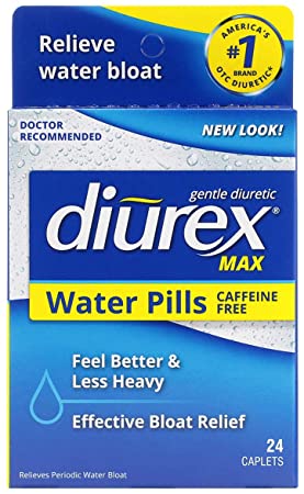 Diurex Max Water Pills - Maximum Strength Caffeine Free Diuretic - Relieve Water Bloat - 24 Count