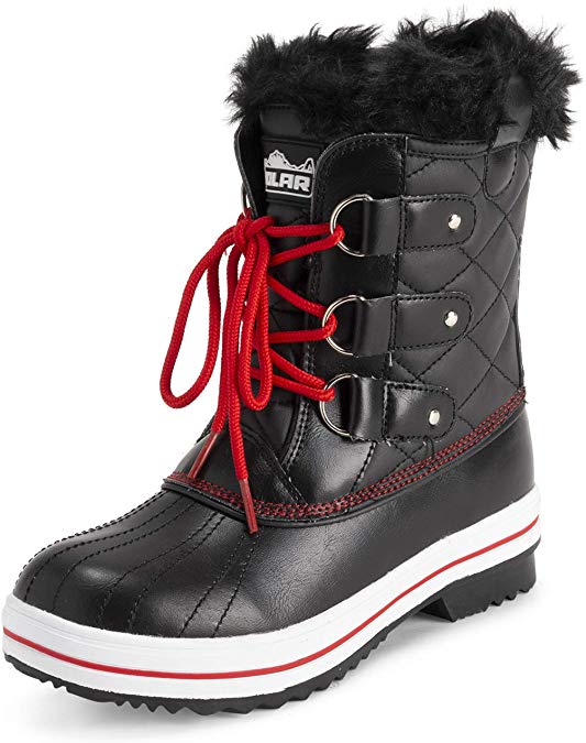 Polar Products Womens Snow Boot Quilted Short Winter Snow Rain Warm Waterproof Boots