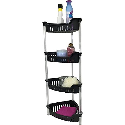 Corner Bathroom, Kitchen & Garage 4 Tier Basket Storage Shelving Unit By Above Edge – Durable, Water Resistant, Rust Proof Material – Ideal For Towels, Toilet Paper, Tissues, Shampoo Bottles