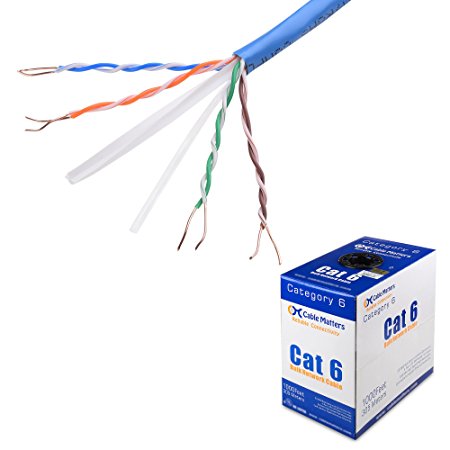 [UL Listed] Cable Matters Riser Rated (CMR) Cat6 Bulk Ethernet Cable in Blue 1000 Feet