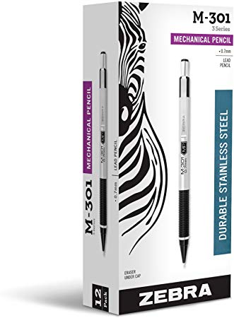 Zebra M-301 Mechanical Pencil 0.7mm 12 Pack, Black (54310)