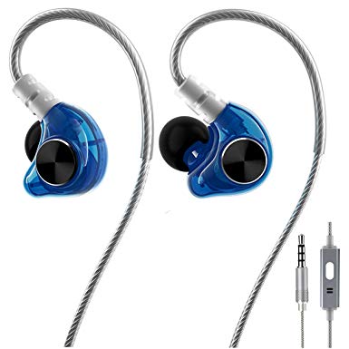 Sports Earphones, Heavy Bass Stereo S7 In Ear Monitors Noise Isolating Fitness Earbuds with Microphone, Over Ear Memory Wire Sweatproof Corded Earhook Headphones for Running Workout GYM Jogging iPhone