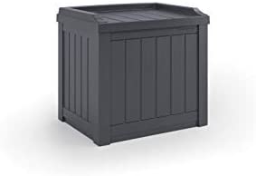 Suncast SS601C 22.5" x 17" x 22.5" 22 Gallon Outdoor Small Deck Box with Storage Seat and Reinforced Lid for Backyard or Patio in Cyberspace