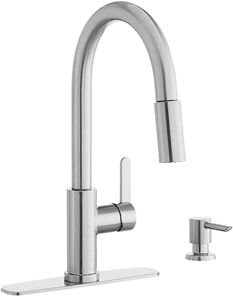 Paulina Single-Handle Pull-Down Sprayer Kitchen Faucet with TurboSpray FastMount and Soap Dispenser in Stainless Steel