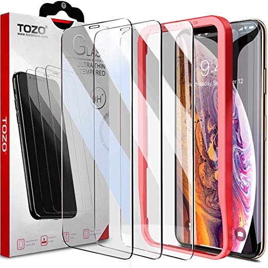 TOZO for iPhone XS Max Screen Protector 6.5 Inch (2018) [3-Pack] Premium Tempered Glass [0.26mm] 9H Hardness 2.5D Film Super Easy Apply for iPhone XS Max 6.5 inch