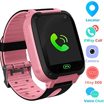Kids Smart Watch Phone smartwatches for Children with LBS Tracker sim Card Anti-Lost sos Call Boys and Girls Birthday Compatible Android iOS Touch Screen Voice Chat Remote Camera