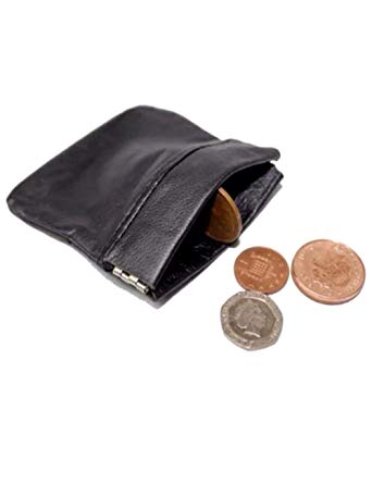 MENS LADIES BLACK REAL LEATHER COIN POUCH PURSE WALLET