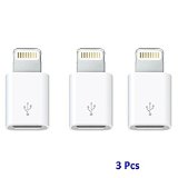 WinkyTM 3x iPhone 6 6 Plus5s5c5 Micro USB to 8 Pin DataSync Charger Adaptor also compatible with iPad Mini iPad and iPod 3 Pack