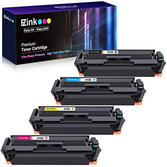 E-Z Ink (TM) Compatible Toner Cartridge Replacement for HP 410A CF410A CF411A CF412A CF413A to use with Color Laserjet Pro MFP M477fdw M477fdn M477fnw Pro M452dn M452nw M452dw Printer (4 Pack)