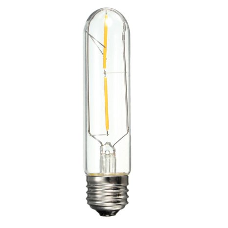 KINGSO E27 2W T10 Cob Led Vintage Light Bulb Retro Edison Style Screw Technology 20W Incandescent Bulb Equivalent Old Fashioned Tubular Nostalgic Filament Not Dimmable Warm White 2700K 200lm Unique Designer Amber Tinted 110-240V