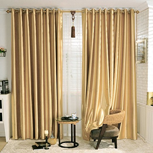 Blackout Golden Curtain Drape for Bedroom - KoTing 1 Panel Gorgeous Solid Gold Curtain Grommet Top Drapes 84 inch Long 42 84