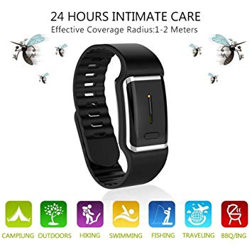 Goglor Ultrasonic Mosquito Repellent Leather Bracelets, Reusable Electronic Mosquito Repellent Wristband Band with USB Cable, 2019 Best Travel/Camping Accessories for Kids Children and Adult(Black)