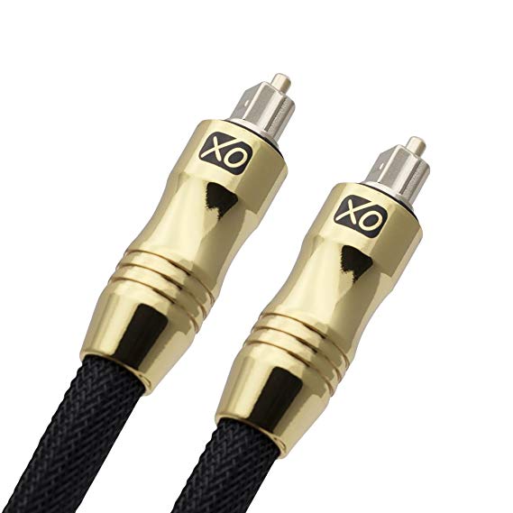 XO 3.28 feet (1 m) Ultra High Resolution Professional Digital Optical Black TOSlink Gold Cable - 24k Gold Casing - Compatible with PS3,Sky HD, HDtvs, Blu-rays, AV Amps Superior-grade optical fiber to deliver better clarity and transfer digital signal.