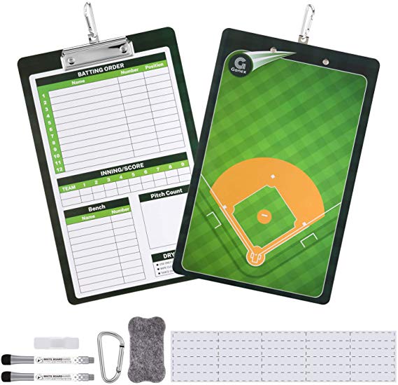 Gonex Baseball Board Magnetic Coach Clipboard Lineup Board Softball 2-Sided with 30 Magnetic Name Tabs 2 Marked Pen 1 Eraser 1 D-Buckle