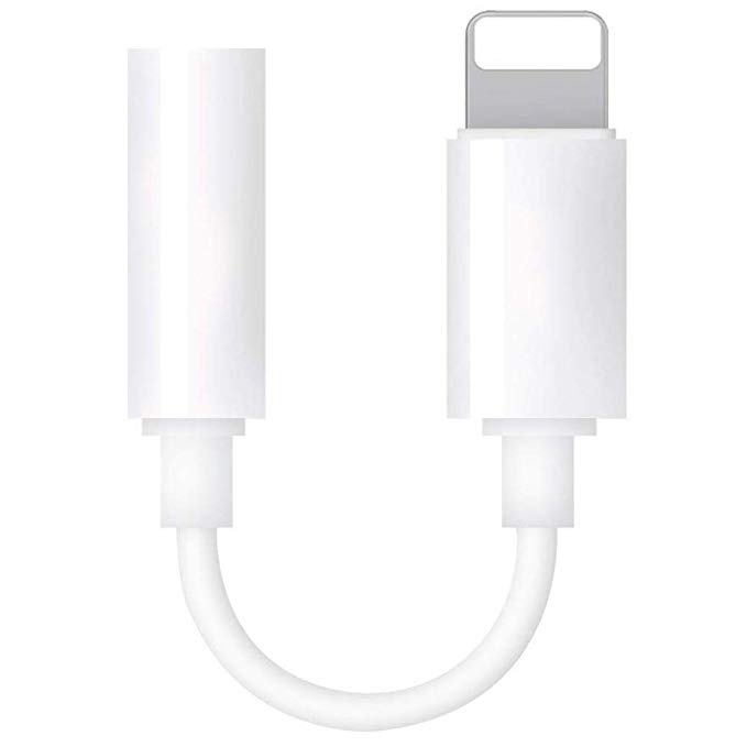 Headphone Adapter,3.5mm Jack Audio Converter Earphone Adaptor for Phone X/Xs / Xs Max/XR Phone 8/8Plus 7/7 Plus Accessories Headset Cable Splitter Audio Wire Control Extender Jack Stereo-White