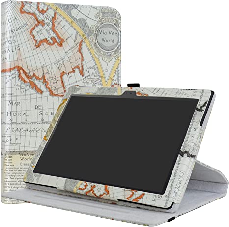 Lenovo Tab 4 10 Rotating Case,LiuShan 360 Degree Rotation Stand PU Leather With Cute Pattern Cover for Lenovo Tab 4 10 10.1 inch Tablet,Map White