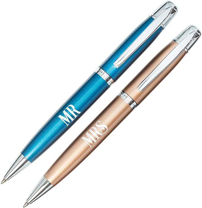 Mr. and Mrs. Ballpoint Pen Set for Couples | Matching His and Hers Scripture Pens w/ 1 Peter, 1 Corinthians Bible Verse | Black Ink