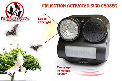 Nihao® Eco-friendly Outdoor PIR Sensor and Ultrasonic Bird Repeller Black