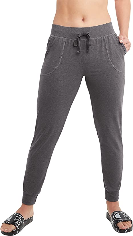 Champion Women’s Everyday Cotton Joggers, Women’s Jersey Sweatpants, Women’s Lightweight Joggers, C Logo, 29" Inseam