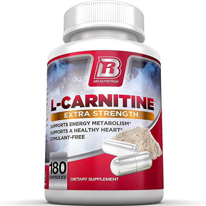 BRI L-Carnitine - 1000mg Premium Quality Carnitine Amino Acid Supports Athletic Performance, Stamina and Heart Health; Stimulant Free Vegetable Cellulose Capsules (180 Count)