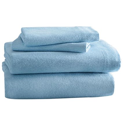 Brylanehome Cozy Cotton Solid Flannel Sheet Sets (Cool Blue,Twin)