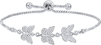 WeimanJewelry Love Gift Cubic Zirconia CZ Bridal Butterfly Adjustable Bracelet for Women