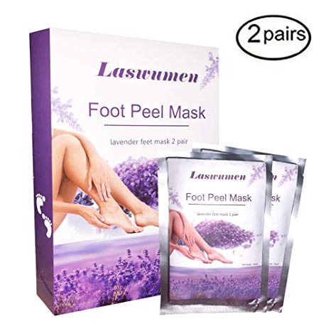Laswumen Exfoliating Feet Peel Mask 2 Pairs, Peeling Away Rough Dead Skin & Calluses in 1-2 Weeks