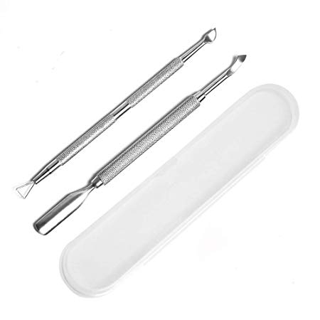 2PCS Cuticle Pusher and Cutter Set, Triangle Cuticle Nail Pusher Peeler Scraper, Professional Grade Stainless Steel Cuticle Remover, Durable Pedicure Manicure Tools for Fingernails Toenails