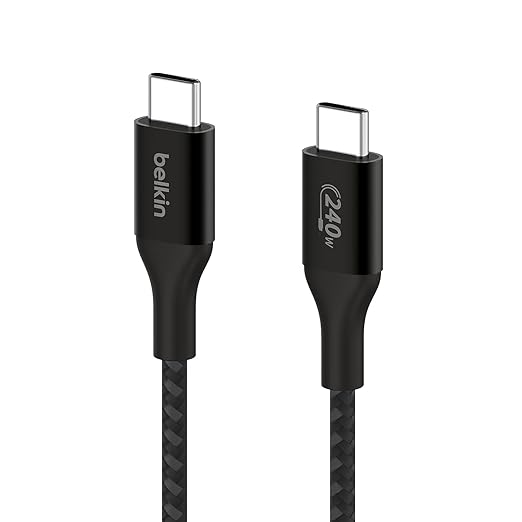 Belkin BoostCharge USB-C to USB-C Power Cable (2M, 6.6ft), Fast Charging Cable with 240W Power Delivery, USB-IF Certified, Compatible with MacBook Pro, Chromebook, Samsung Galaxy, iPad, & More - Black