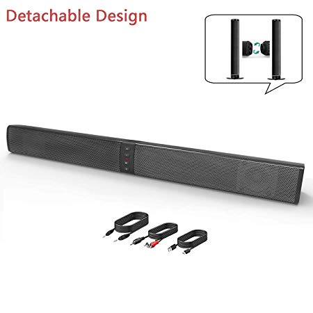 Soundbar, Speaker, Bluetooth Wired and Wireless Speaker HD Audio Stereo Speaker with Remote Control, TF Card Slot, Mobile Phone, TV, Tablet, Powerful Sound, RCA/AUX Support (Black-1)