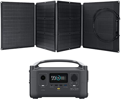 EF ECOFLOW Portable Power Station RIVER 600 288Wh with 110W Solar Panel Bundle