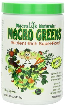 Macro Greens Nutrient-Rich Super Food Supplement, 30 Servings, 10 oz (283.5 g), Package May Vary