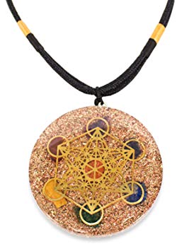Reversible Metatron Cube Orgonite Mixed Chakra Orgone Pendant OR Key Chain – Revitalization and Relaxation Chi Energy Enhancing Crystal Necklace Tesla Coil (Pendant 2.0")