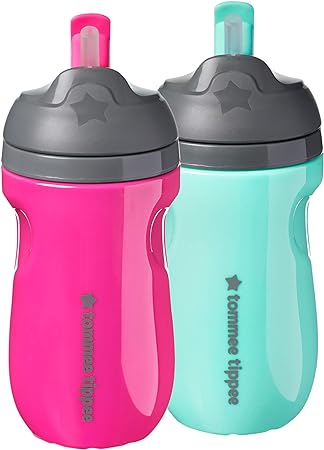 Tommee Tippee Insulated Straw Toddler Tumbler Cup – 12  months, 2 Count (Pack of 1)