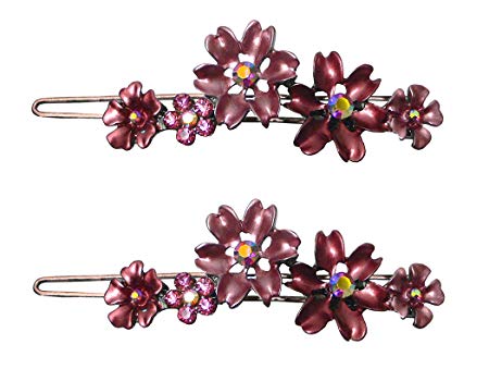 Bella Set of 2 Hair Barrettes Hair Clips With Snap-on Clip for Thin Hair 2 Count YY86400-11-2winered