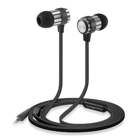 SoundPEATS M10 in Ear Stereo Metal Earphones, Noise Isolating, Flat Cable, Rich Bass In-ear Headphones with Microphone