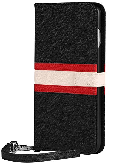 iPhone 8 Plus Wallet Case, ProCase Flip Cover Card Case for Apple iPhone 8 Plus 2017 and iPhone 7 Plus 2016, with Card Slots and Hand Strap, Stylish Slim Stand Case for iPhone 8 Plus / 7 Plus -Black