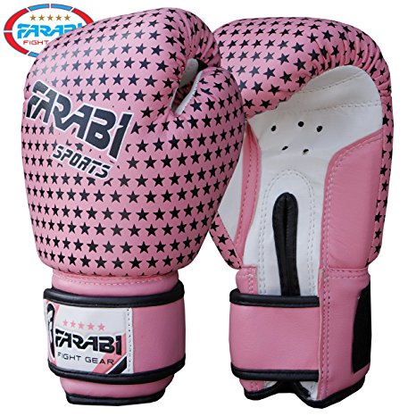Kids boxing gloves, junior mitts, junior mma kickboxing Sparring gloves 4Oz pink stars