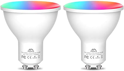 MoKo Smart WiFi LED Spot Light Bulb 5W GU10 Dimmable Spotlight RGB   Cool   Warm Light Work with Alexa Echo,Google Home,Compatible with SmartThings, Voice/APP Control, Timer, 2.4GHz Network, 2 Pack