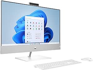 HP Pavilion 27 All-in-One Desktop 4TB SSD 32GB RAM Win 11 Pro (Intel Core 13th Generation i9-13900K Processor - 3.00GHz Turbo Boost to 5.80GHz, 4 TB SSD, 32 GB RAM, 27-inch FullHD) PC Computer White