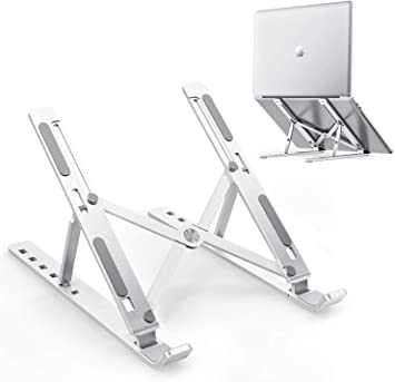 OMOTON Laptop Stand, Adjustable Aluminum Laptop Tablet Stand, Foldable Portable Desktop Holder Compatible with All Laptops (Up to 15.6 inch)