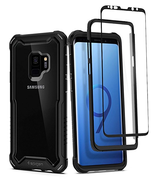 Spigen Hybrid 360 Galaxy S9 Case with 360 Full Body Coverage Protection with Tempered Glass Screen Protector for Samsung Galaxy S9 (2018) - Black