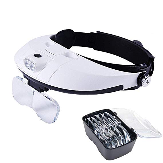 lychee Headband Headset Head LED Lamp Light Jeweler Magnifier Magnifying Glass Loupe (Headband)