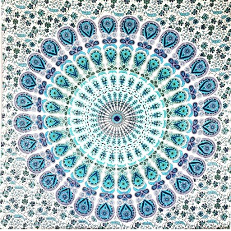 Your Spirit Space Mandela Blue Circle Tapestry for Good Luck - Ultimate Bohemian Tapestry Decor
